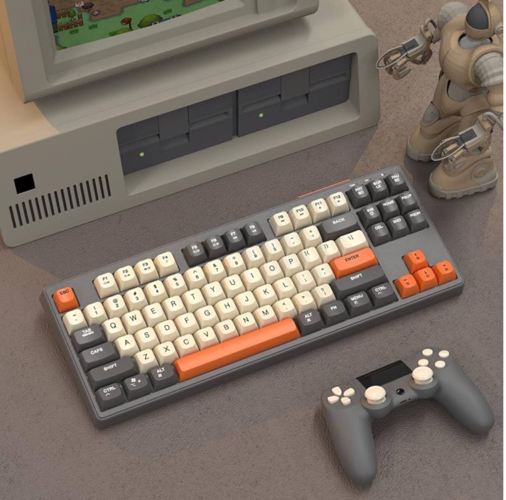 کیبورد گیمینگ RGB دار فری ولف FREEWOLF مدل KEY 87 رنگ خاکستری