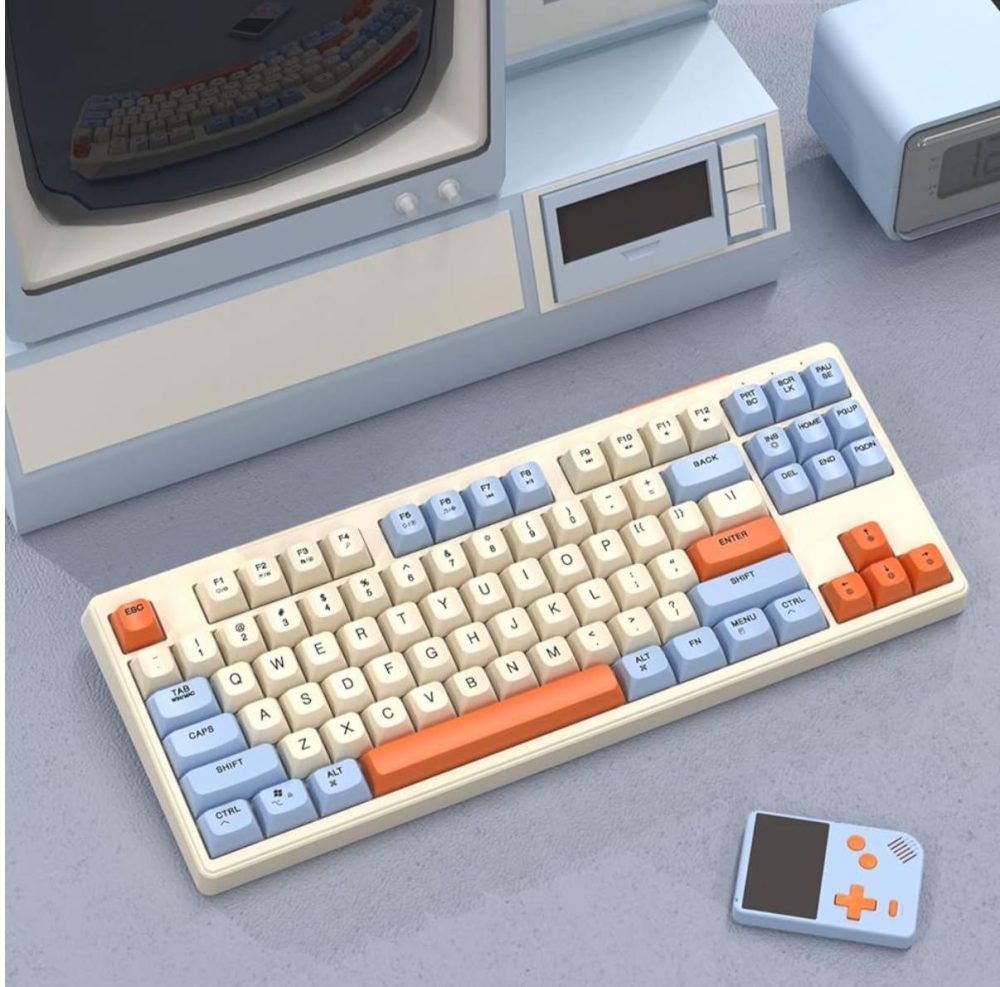 کیبورد گیمینگ RGB دار فری ولف FREEWOLF مدل KEY 87 رنگ آبی