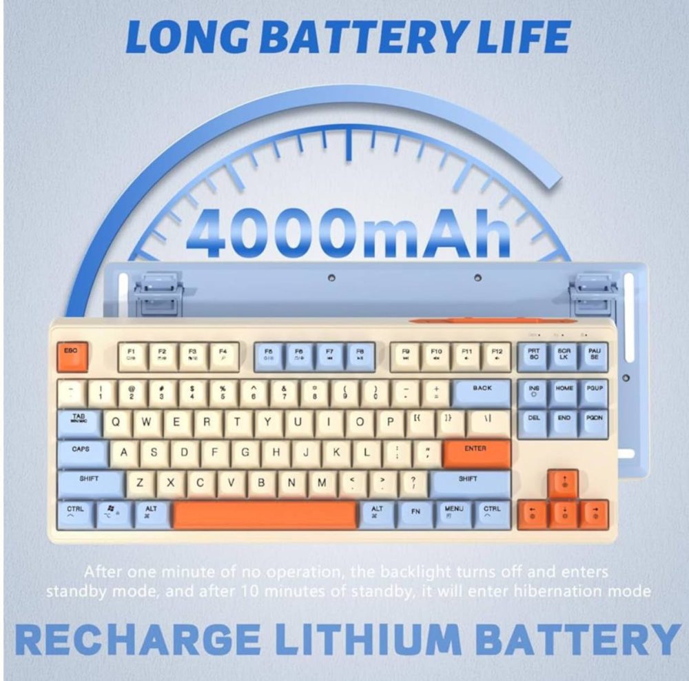 کیبورد گیمینگ RGB دار فری ولف FREEWOLF مدل KEY 87 رنگ آبی - Image 2