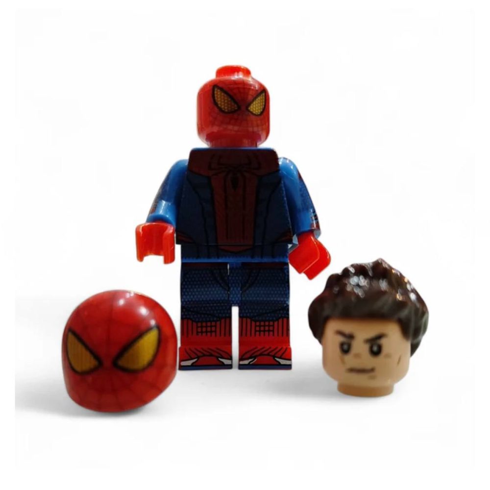 مینی فیگور لگویی اسپایدرمن ابی و قرمز همراه با ماسک و سر اضافه کد A